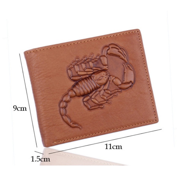 Scorpion Engraved Leather Bifold Men Wallet - Picture 5 of 8